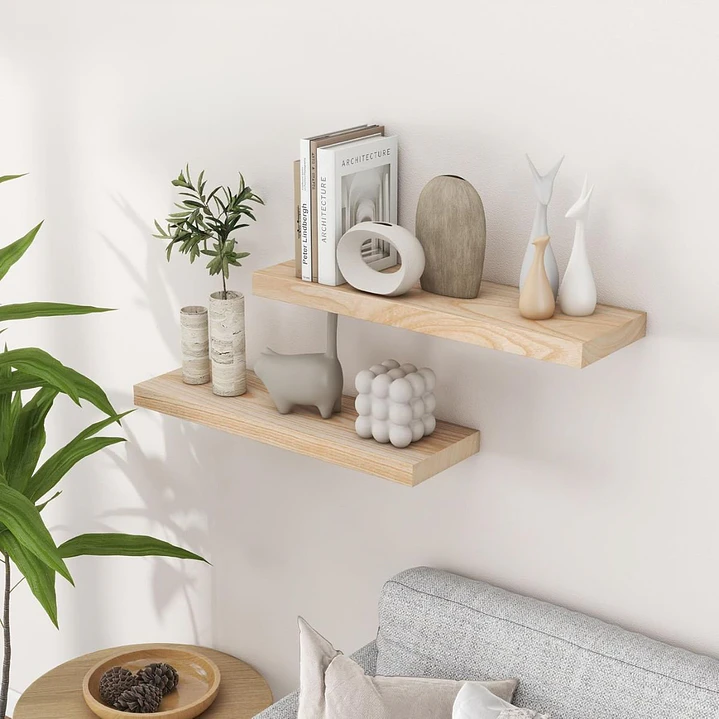 Pack 2 Repisas Flotantes de Madera Estilo Minimalista 40 cm 1