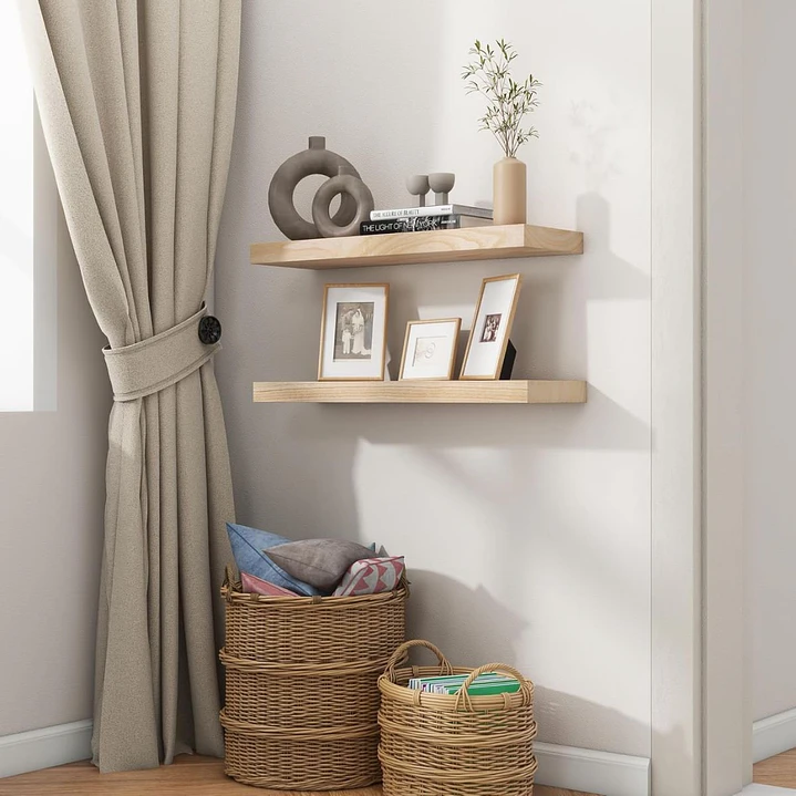 Pack 2 Repisas Flotantes de Madera Estilo Minimalista 40 cm 5