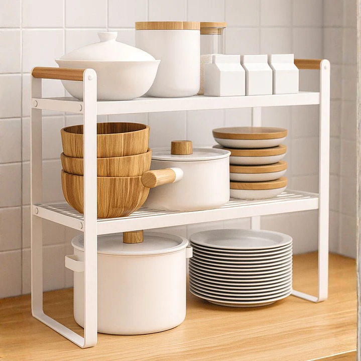 Repisa Organizadora Estilo Nórdico de 2 Niveles Blanca 54 cm 2