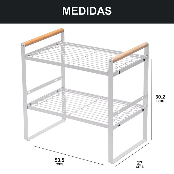 Repisa Organizadora Estilo Nórdico de 2 Niveles Blanca 54 cm 5