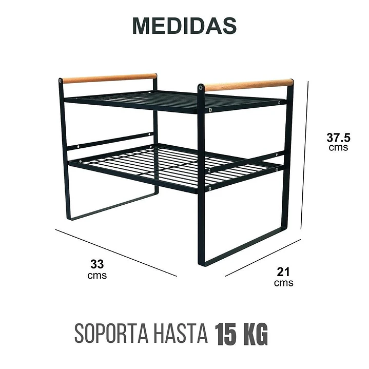 Repisa Organizadora Estilo Nórdico de 2 Niveles Negra 34 cm 6