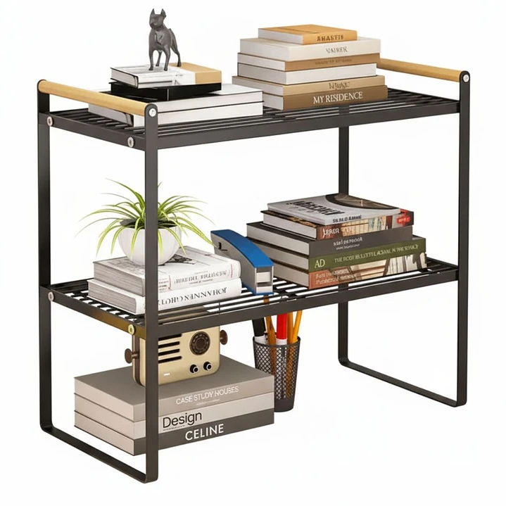 Repisa Organizadora Estilo Nórdico de 2 Niveles Negra 54 cm 2