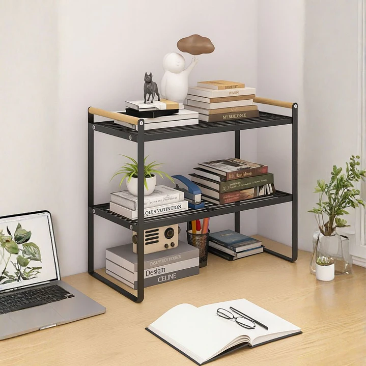 Repisa Organizadora Estilo Nórdico de 2 Niveles Negra 54 cm 4