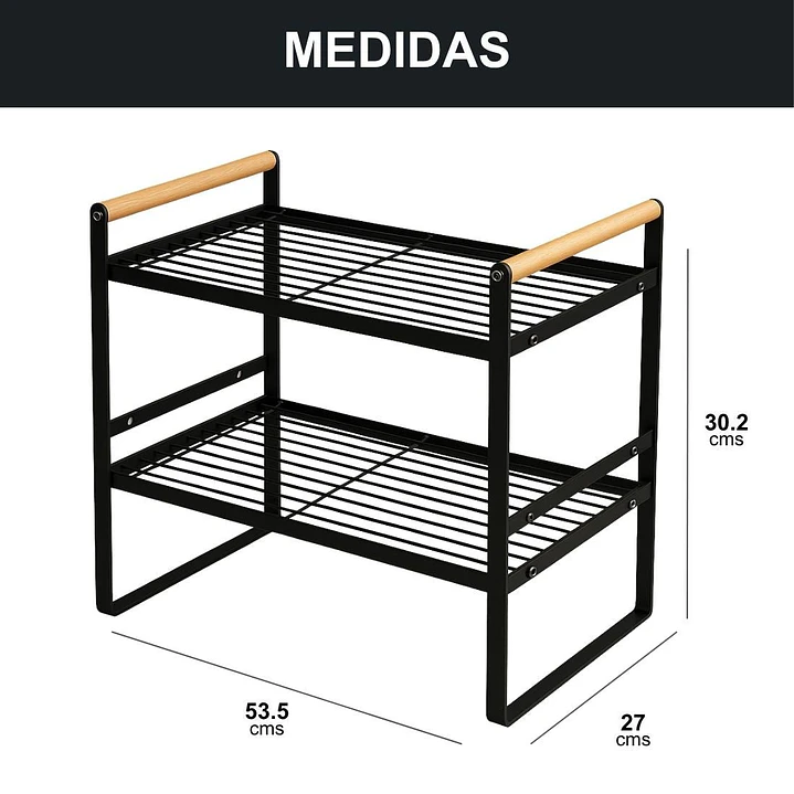 Repisa Organizadora Estilo Nórdico de 2 Niveles Negra 54 cm 5