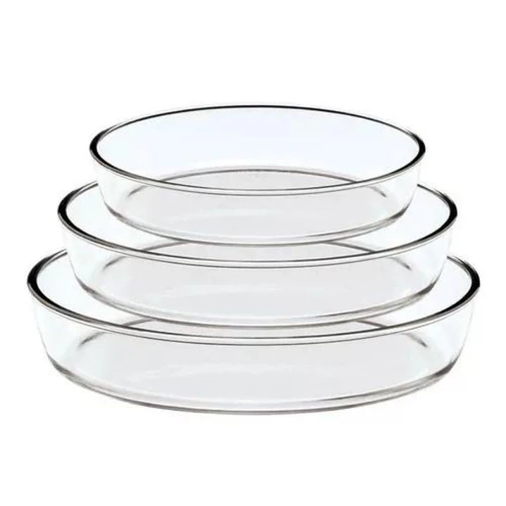 Set 3 Fuente Asadera Vidrio Refractario Para Horno Ovaladas 1