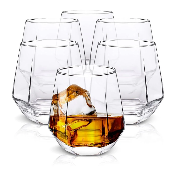Set 6 Vasos Diamante Vidrio 300ml Transparente Nórdico 1