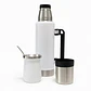 Termo De Acero Inoxidable 1.3 Litros + Mate 236ml Con Bombilla Color Blanco - Miniatura 1