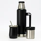 Termo De Acero Inoxidable 1.3 Litros + Mate 236ml Con Bombilla Color Negro - Miniatura 1