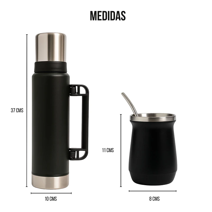 Termo De Acero Inoxidable 1.3 Litros + Mate 236ml Con Bombilla Color Rosa 3