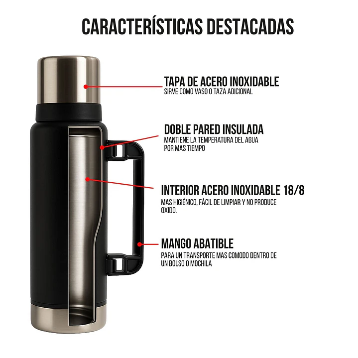 Termo De Acero Inoxidable 1.3 Litros + Mate 236ml Con Bombilla Color Rosa 4