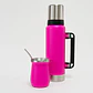 Termo De Acero Inoxidable 1.3 Litros + Mate 236ml Con Bombilla Color Rosa Chicle - Miniatura 2