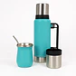 Termo De Acero Inoxidable 1.3 Litros + Mate 236ml Con Bombilla Color Turquesa - Miniatura 1