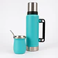 Termo De Acero Inoxidable 1.3 Litros + Mate 236ml Con Bombilla Color Turquesa - Miniatura 2