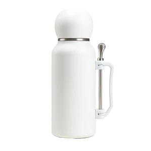 Termo Mate Acero Inoxidable 1.3 Litros Blanco + Mate y Bombilla