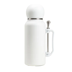 Termo Mate Acero Inoxidable 1.3 Litros Blanco + Mate y Bombilla