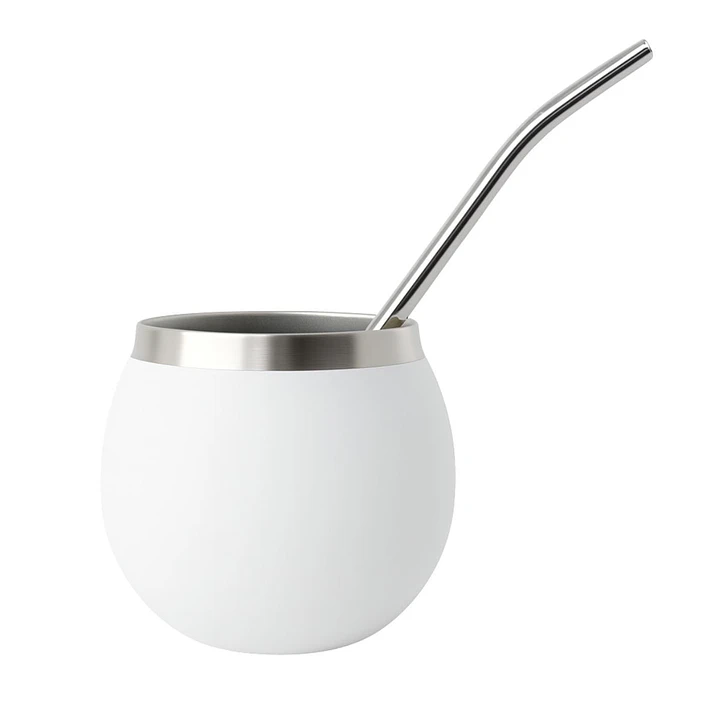 Termo Mate Acero Inoxidable 1.3 Litros Blanco + Mate y Bombilla 4