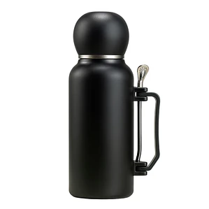 Termo Mate Acero Inoxidable 1.3 Litros Negro + Mate y Bombilla