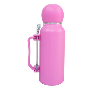 Termo Mate Acero Inoxidable 1.3 Litros Rosado + Mate y Bombilla
