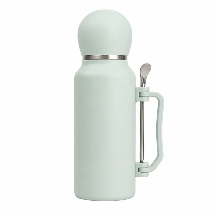 Termo Mate Acero Inoxidable 1.3 Litros Verde Claro + Mate y Bombilla 4
