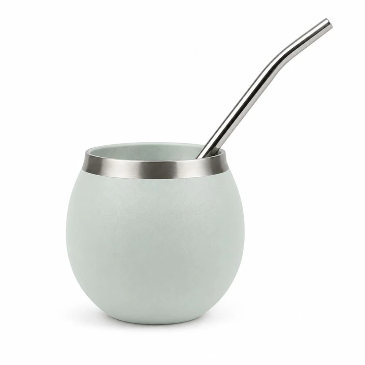Termo Mate Acero Inoxidable 1.3 Litros Verde Claro + Mate y Bombilla 7