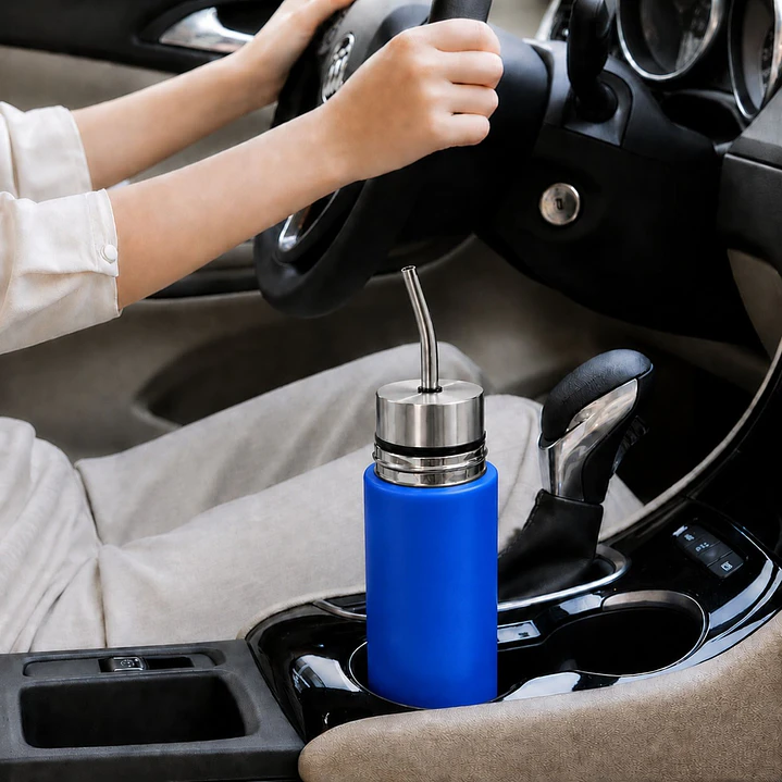 Termo Mate Autocebante Acero Inoxidable 2 en 1 Tawo 750 Ml - Azul 9