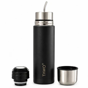 Termo Mate Autocebante Acero Inoxidable 2 en 1 Tawo 750 Ml - Negro