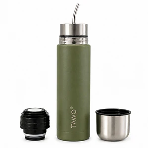 Termo Mate Autocebante Acero Inoxidable 2 en 1 Tawo 750 Ml - Verde