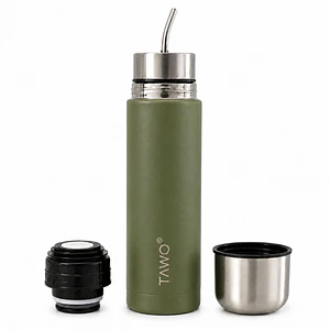 Termo Mate Autocebante Acero Inoxidable 2 en 1 Tawo 750 Ml - Verde