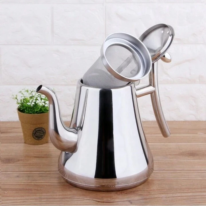 Tetera Infusor De Té De Acero Inoxidable 1 Litro Con Filtro 4