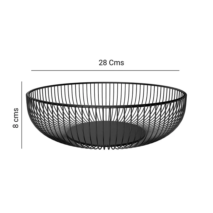 Frutero Metálico De Mesa Nórdico Redondo Minimalista Negro 28 x 8 cms 5