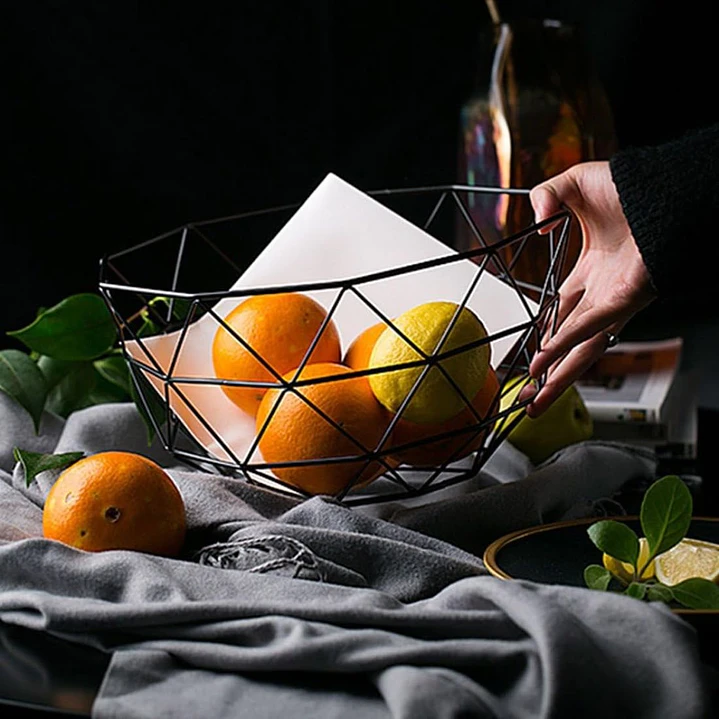 Frutero Metálico Nórdico Centro Mesa Minimalista Geométrico 5