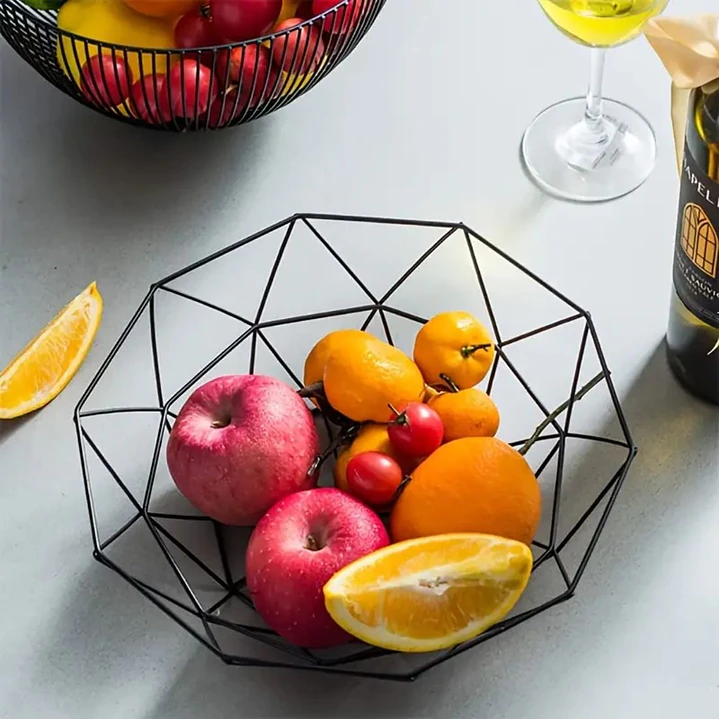 Frutero Metálico Nórdico Centro Mesa Minimalista Geométrico 6