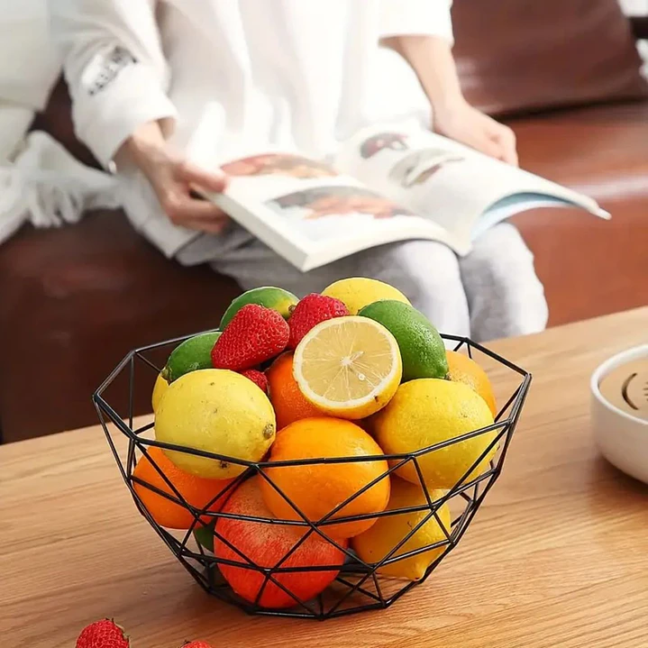 Frutero Metálico Nórdico Centro Mesa Minimalista Geométrico 10