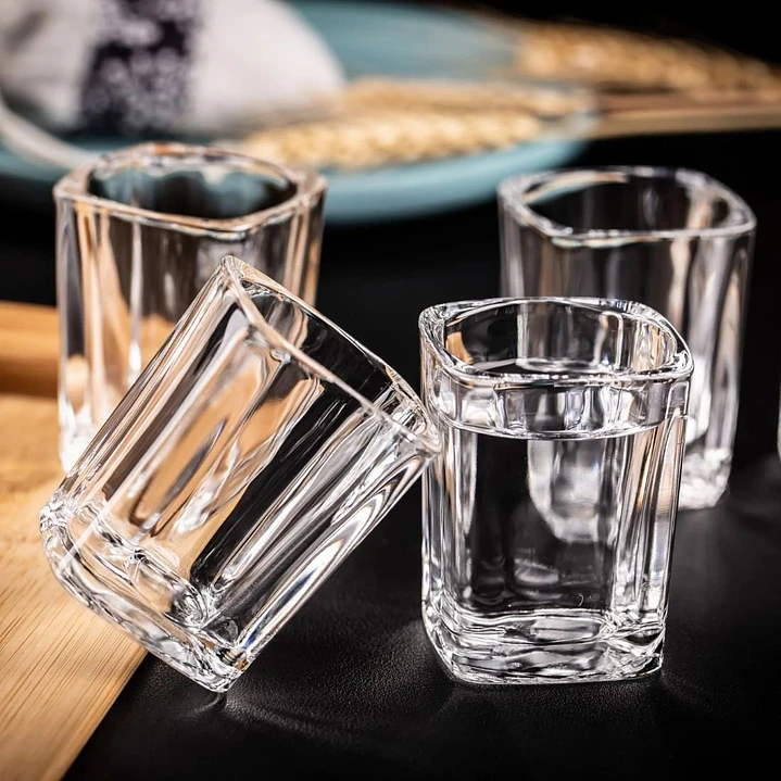 Set 6 Vasos Shot Tequila Vidrio Grueso Cuadrados 75ml 2