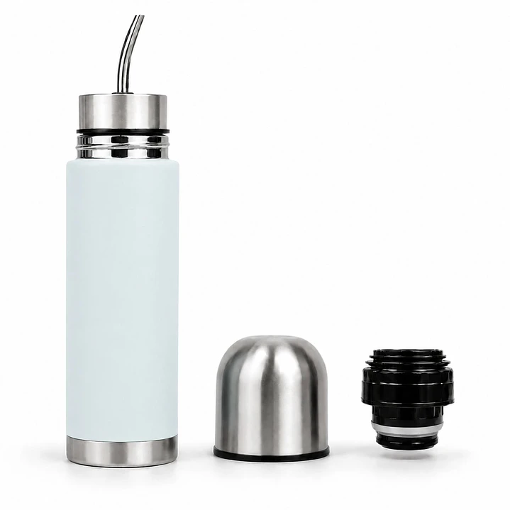 Termo Mate Autocebante Acero Inoxidable 2 en 1 Tawo 750 Ml - Celeste 1