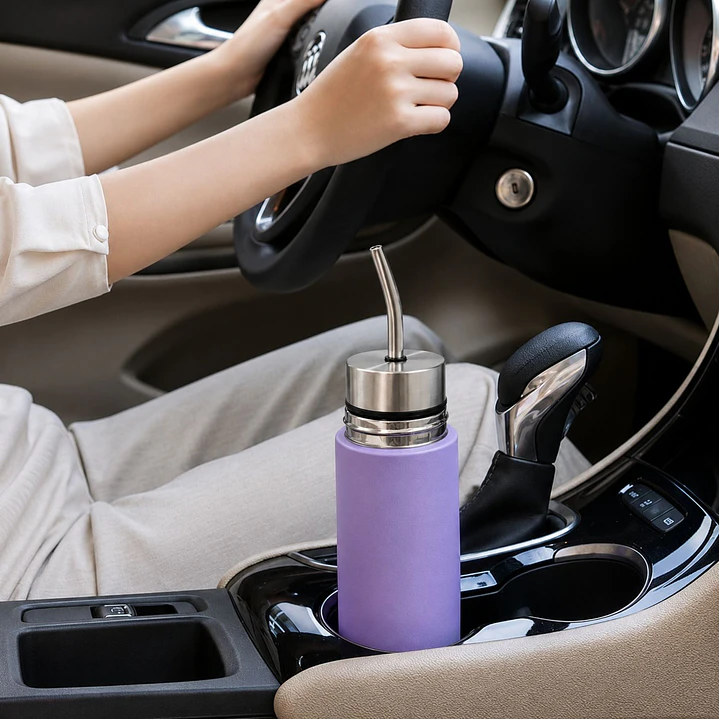 Termo Mate Autocebante Acero Inoxidable 2 en 1 Tawo 750 Ml - Morado 7