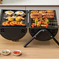 Parrilla De Carbón Portátil Bbq 2 En 1 Ahumador Negra Para Camping Terraza - Miniatura 4