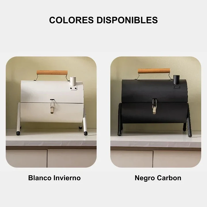 Parrilla De Carbón Portátil Bbq 2 En 1 Ahumador Negra Para Camping Terraza 11