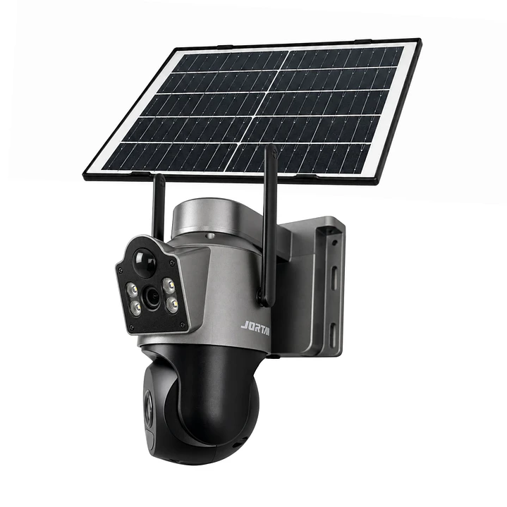 Cámara de Seguridad Exterior Solar 4G Chip SIM Homologada Doble Lente Jortan JT-9683 Gris 1