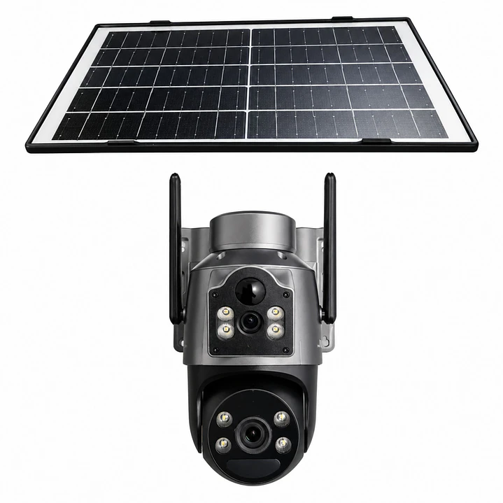 Cámara de Seguridad Exterior Solar 4G Chip SIM Homologada Doble Lente Jortan JT-9683 Gris 3