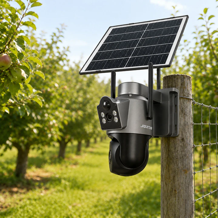 Cámara de Seguridad Exterior Solar 4G Chip SIM Homologada Doble Lente Jortan JT-9683 Gris 2