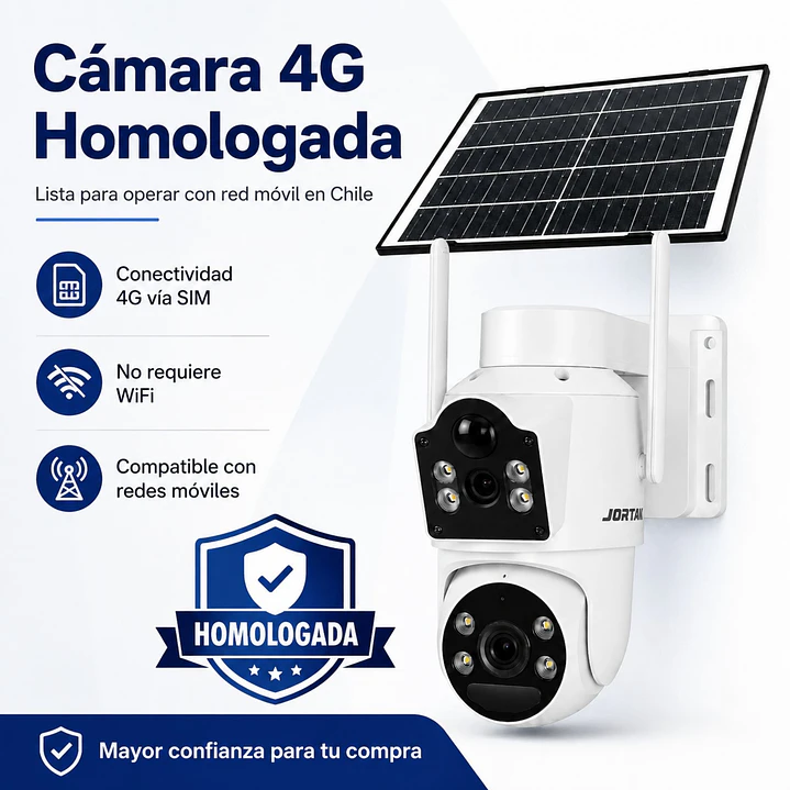 Cámara de Seguridad Exterior Solar 4G Chip SIM Homologada Doble Lente Jortan JT-9683 Gris 10