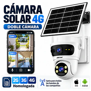 Camara de Seguridad Exterior Solar 4G Chip SIM Homologada Doble Lente 6 MPX