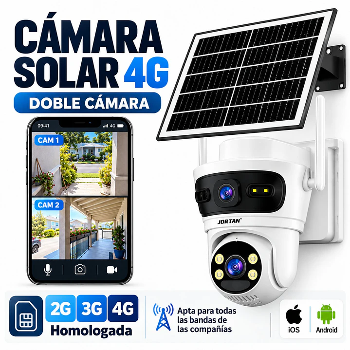 Camara de Seguridad Exterior Solar 4G Chip SIM Homologada Doble Lente 6 MPX 1
