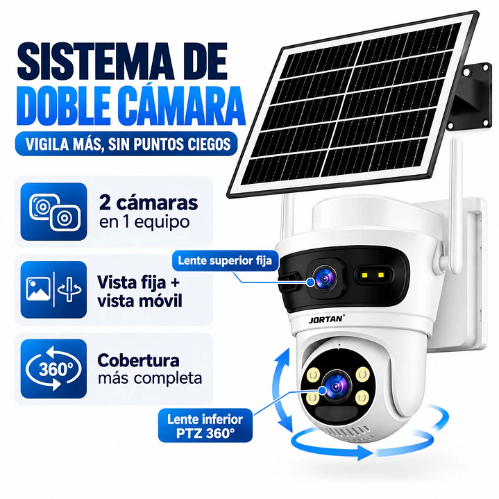 Camara de Seguridad Exterior Solar 4G Chip SIM Homologada Doble Lente 6 MPX 4