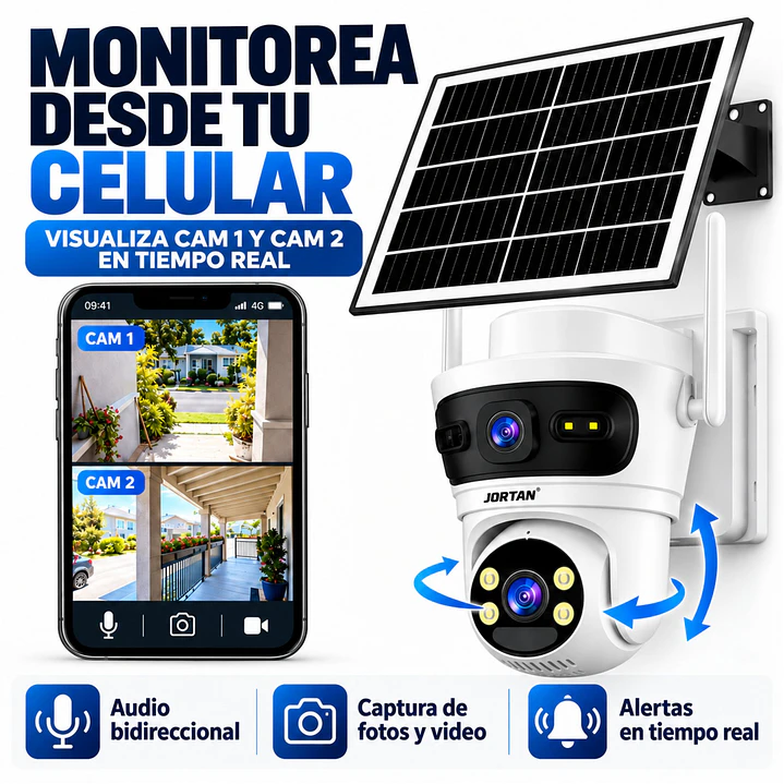 Camara de Seguridad Exterior Solar 4G Chip SIM Homologada Doble Lente 6 MPX 5