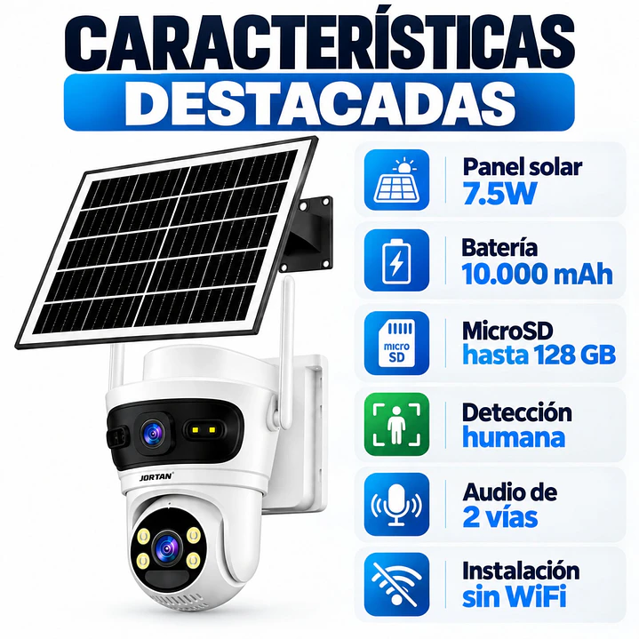 Camara de Seguridad Exterior Solar 4G SIM Homologada Doble Lente 6 MPX 2