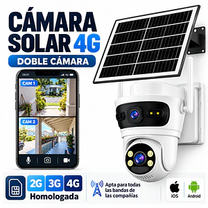 Camara de Seguridad Exterior Solar 4G SIM Homologada Doble Lente 6 MPX