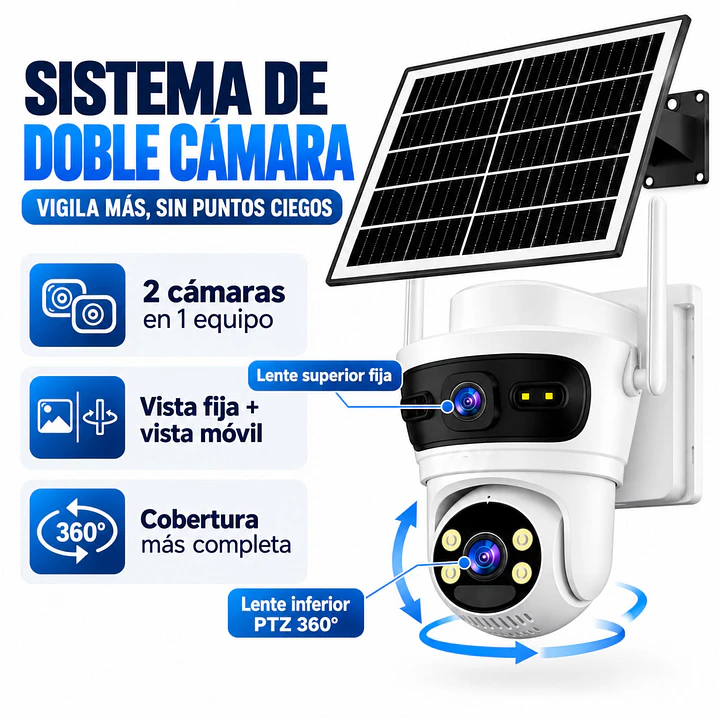 Camara de Seguridad Exterior Solar 4G SIM Homologada Doble Lente 6 MPX 3