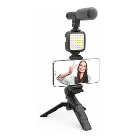 Kit Vlogger Celular Soporte Estabilizador Luz Led Microfono